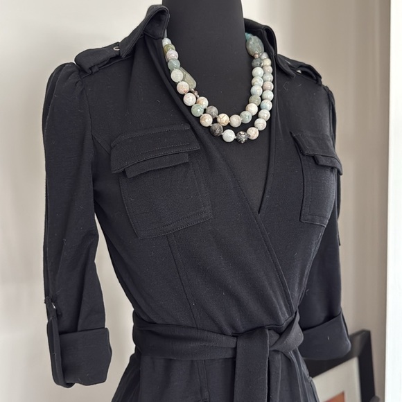 Diane Von Furstenberg Black Sheath Dress with Notched Collar - Picture 4 of 8